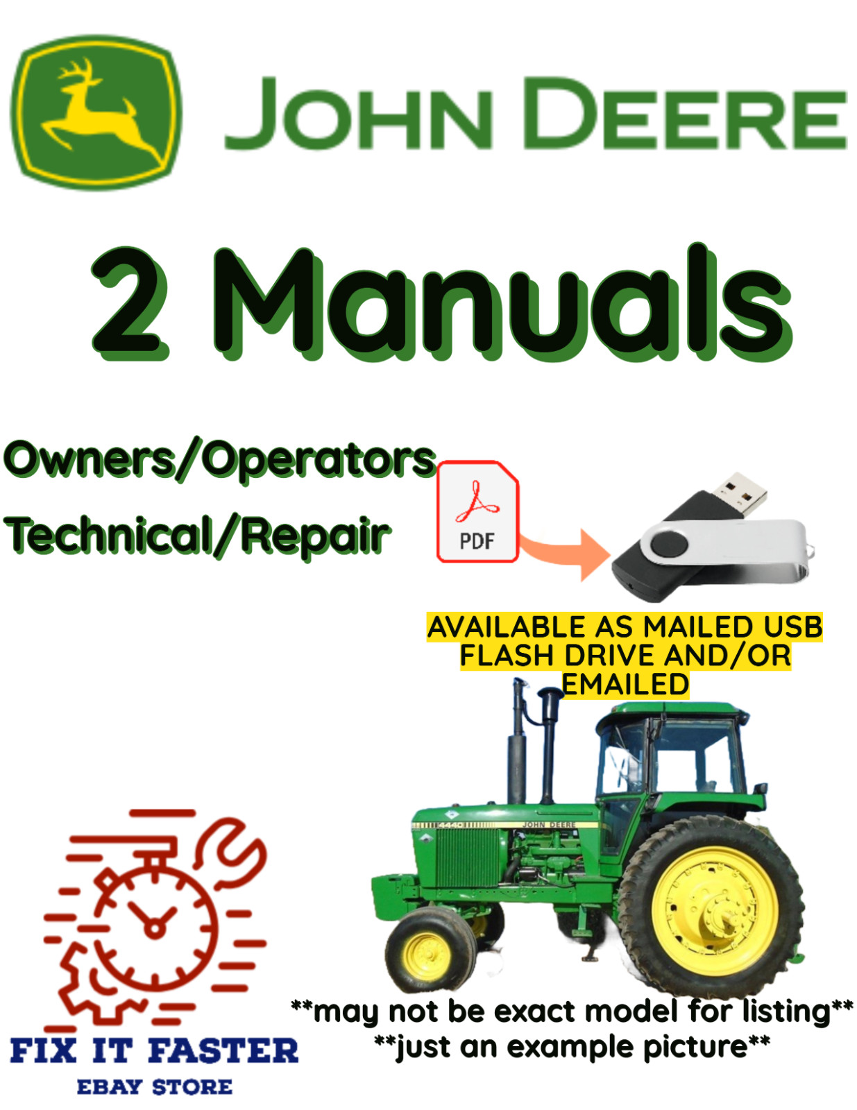 JOHN DEERE 750 TRACTOR OWNER SERVICE REPAIR SHOP MANUAL PDF FILE ON USB