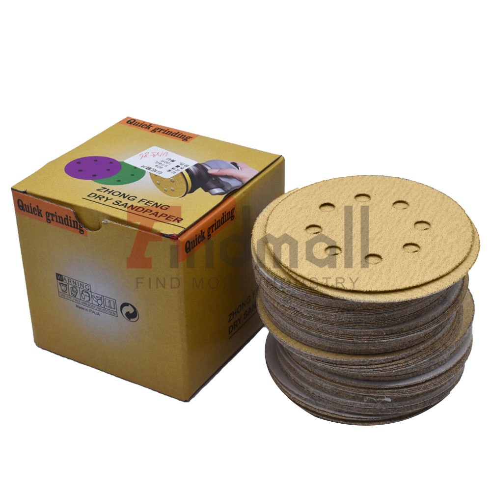 100Pcs 5» Inch 8-Hole 80 Grit Hook-and-Loop Sanding Disc Sander Paper