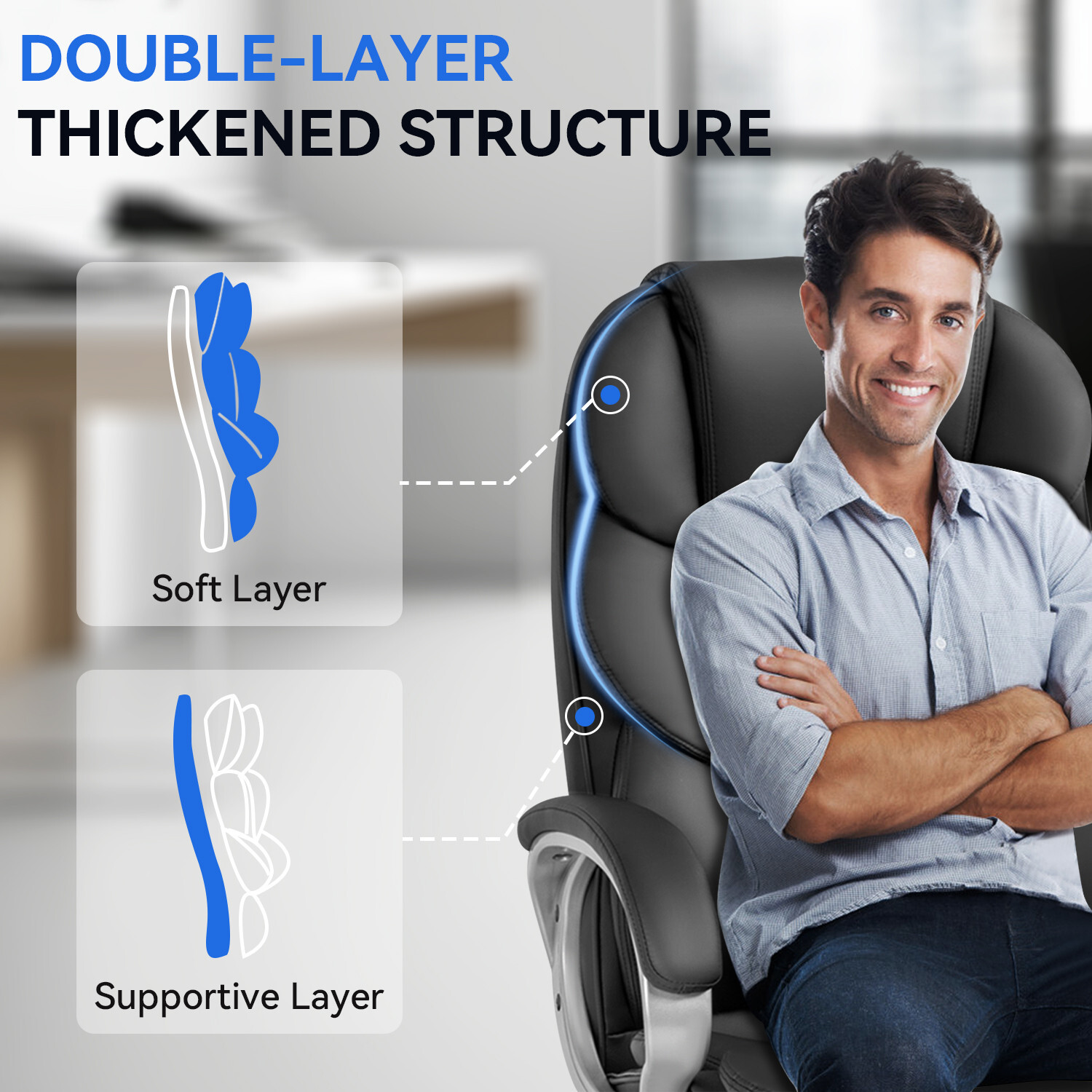 Office Chair Ergonomic High-Back Executive Desk Chair with Adjustable Swivel