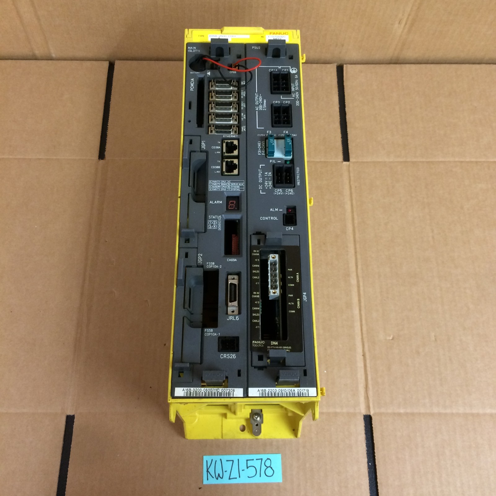FANUC BACKPLANE A05B-2500-C001 WITH A16B-2203-0910/06A, A16B-3200-0600/09B.