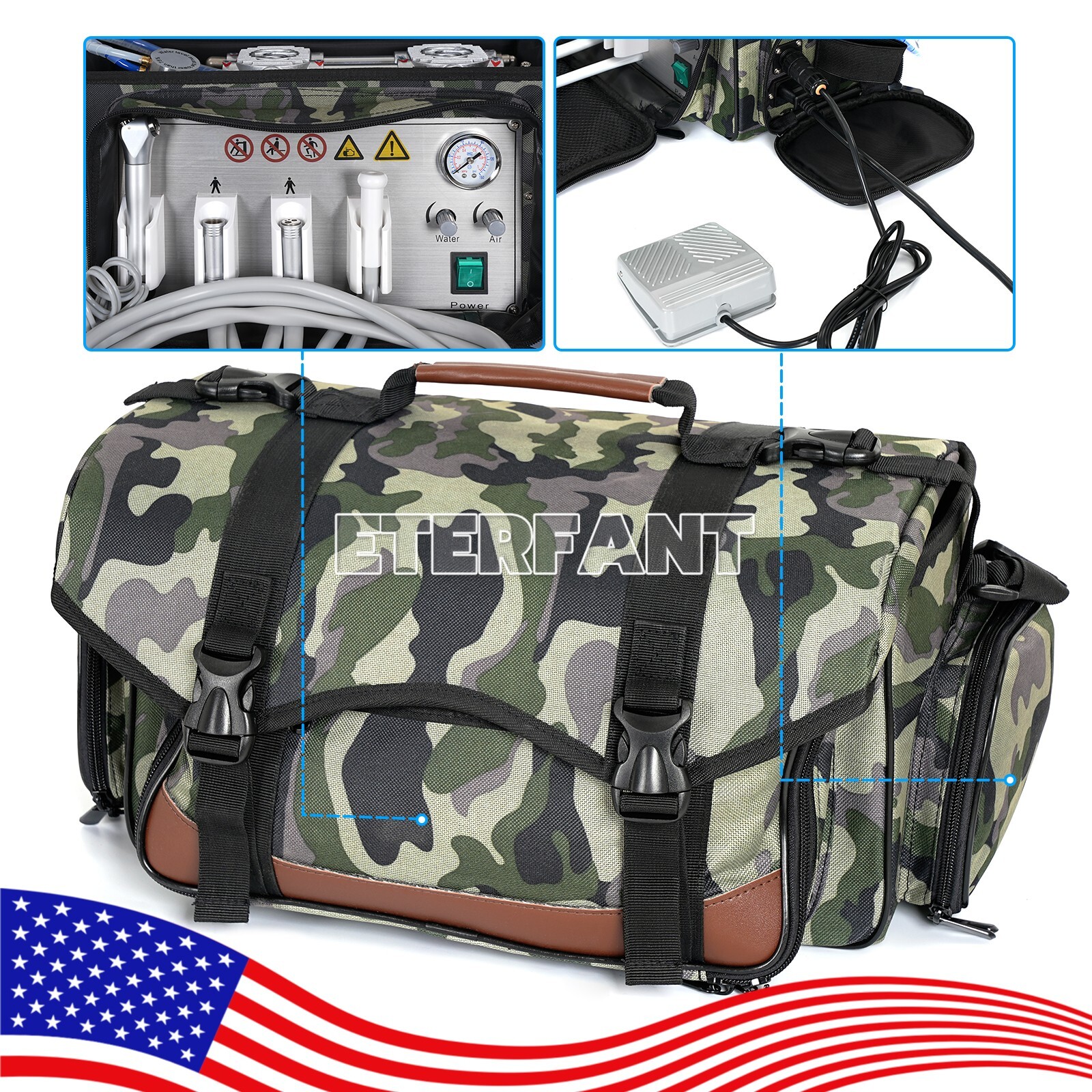 Portable Dental Delivery Unit Bag Air Compressor Suction System 4 Hole BD-401 US