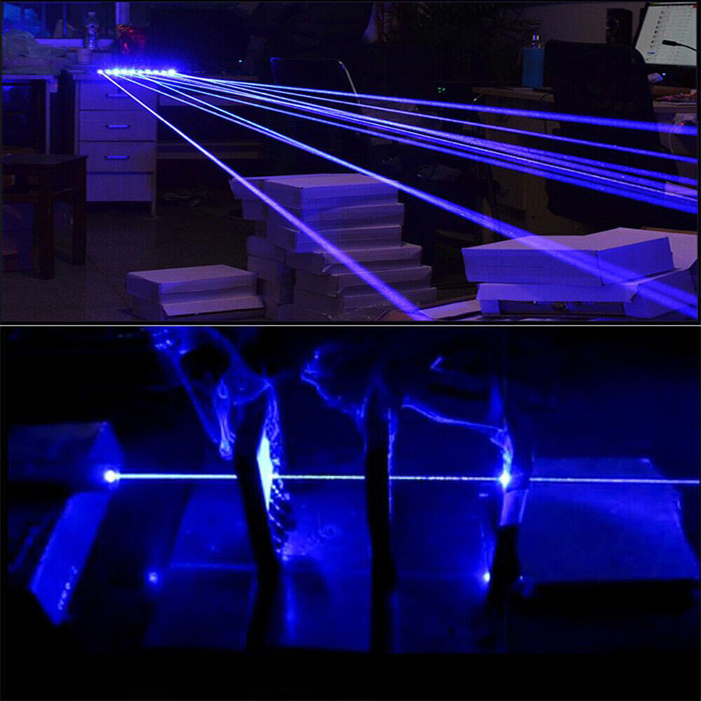 10Watt Adjustable High Powerful Blue Light Pointer Visible Dot Torch Laser