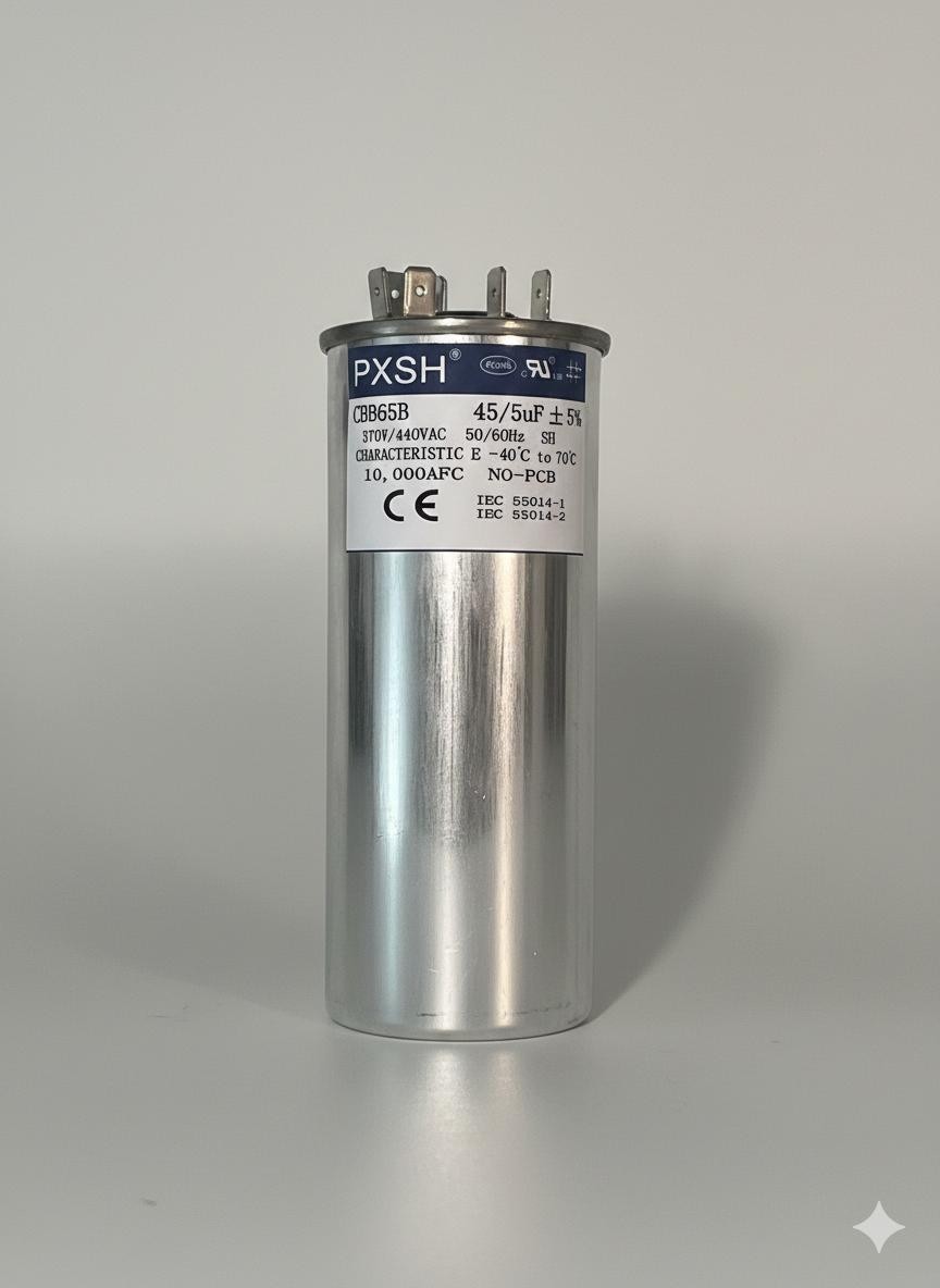 45/5 Uf 45+5 MFD 370V or 440V Dual Run Start round A/C Capacitor 45 5 Uf 370 440