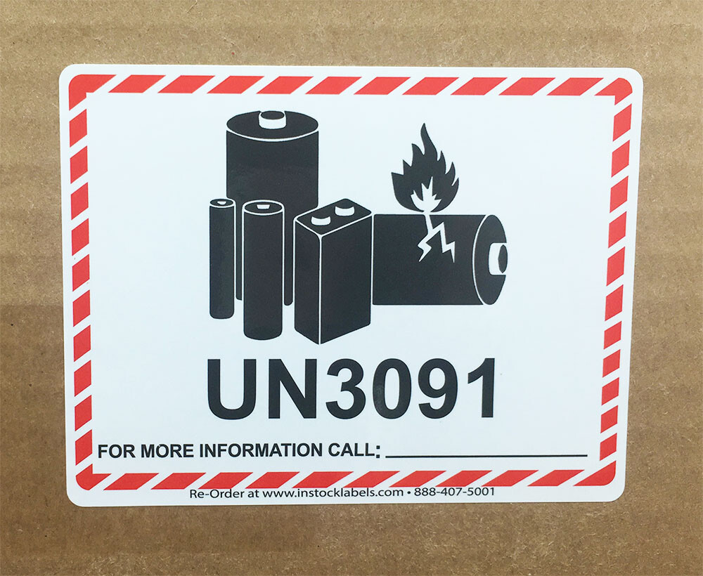 Lithium Battery UN3091 Shipping Labels, 3.25 x 4.25 Inches, 500 Labels on a Roll