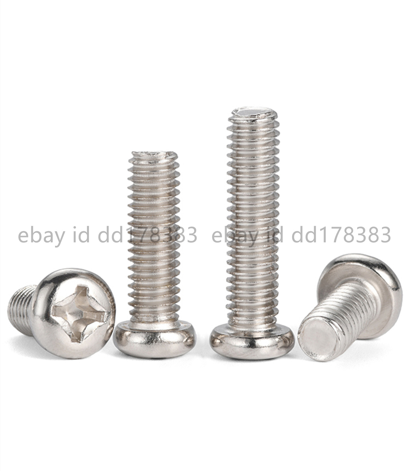 M1.4 M2 M2.5 M3 M3.5 M4 Nickeled Steel Phillips Cross Pan Head Machine Screws