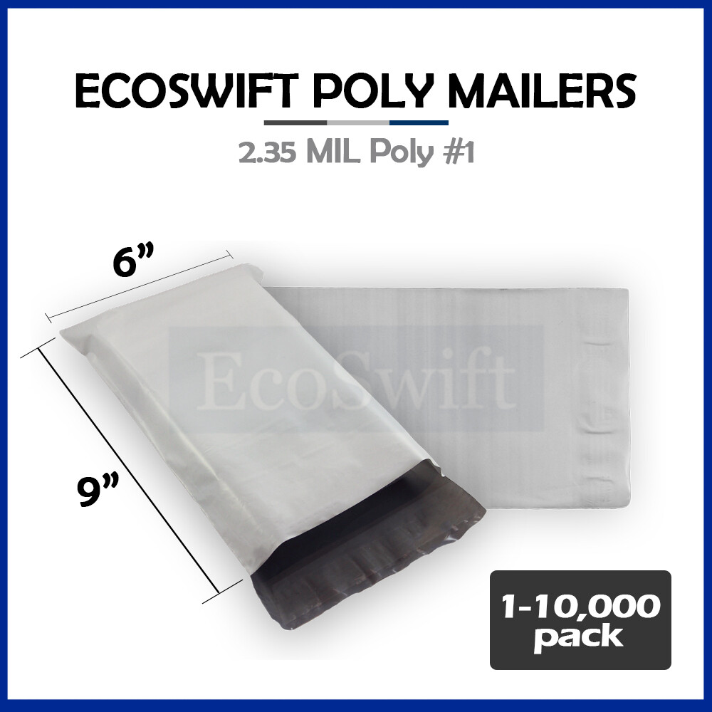 1-10000 6 x 9 «EcoSwift» Poly Mailers Envelopes Plastic Shipping Bags 2.35 MIL