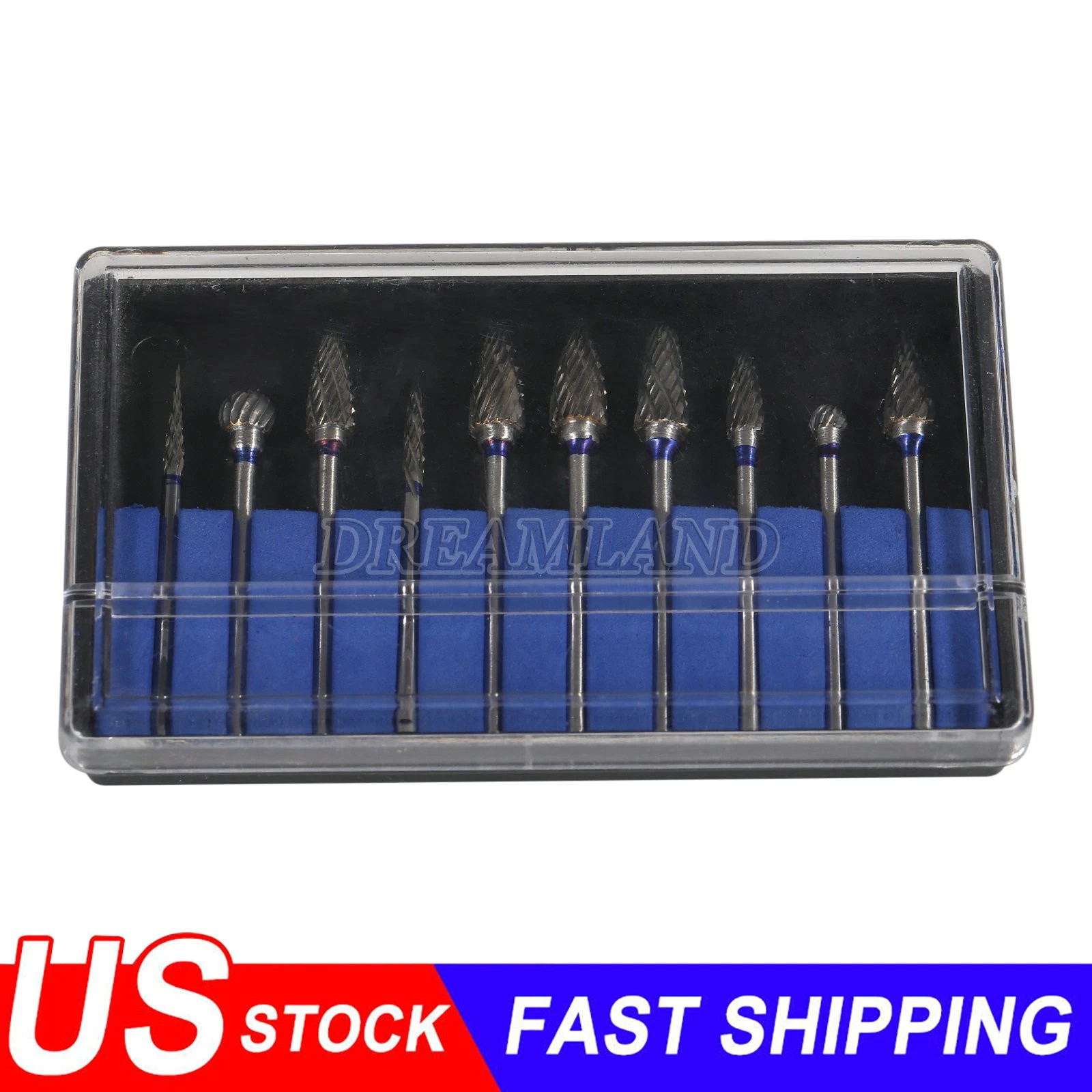 10Pcs Dental Lab Polishing Bur Drills Tungsten Steel Carbide Burs 2.35MM HP