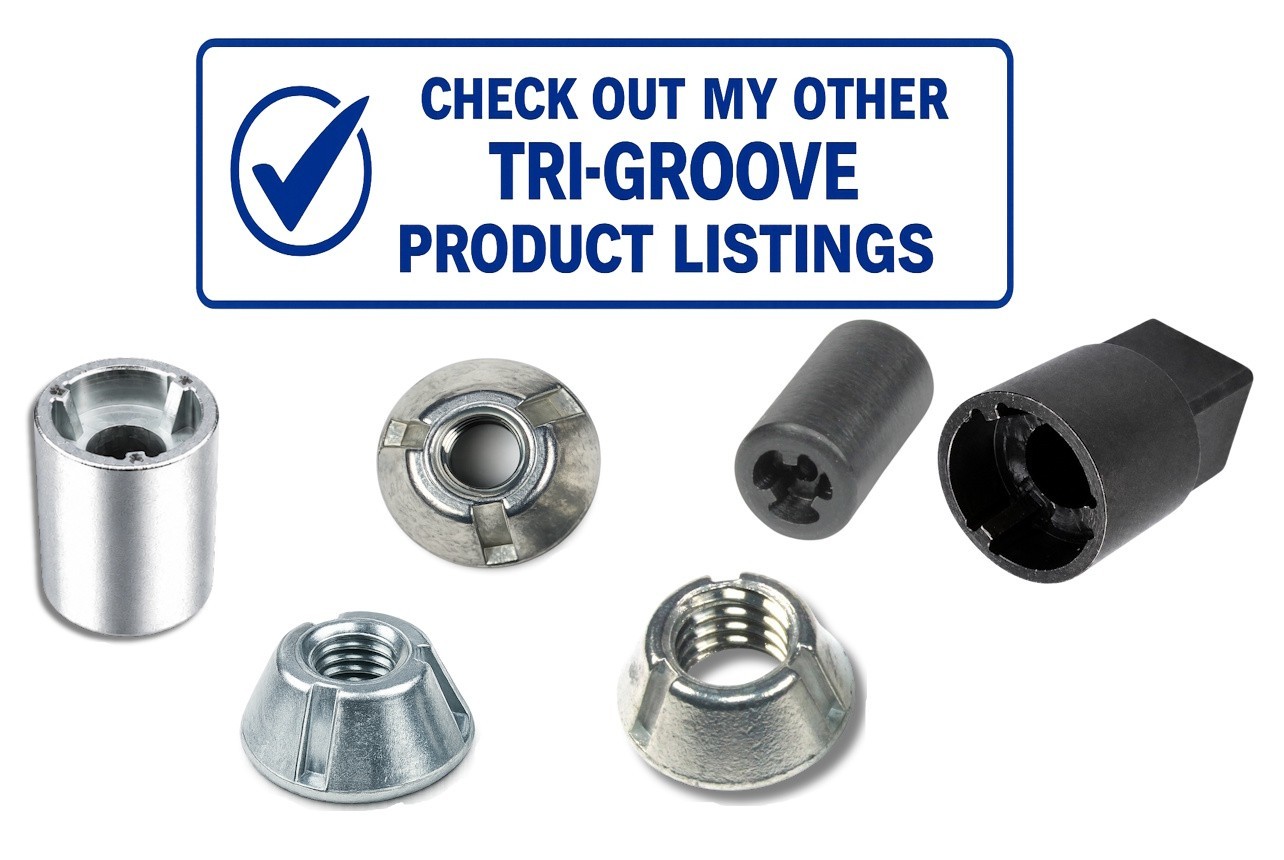 8 Pack M8-1.25 Tri Groove Security Nuts, Tamper Resistant, Anti-Theft, Trident