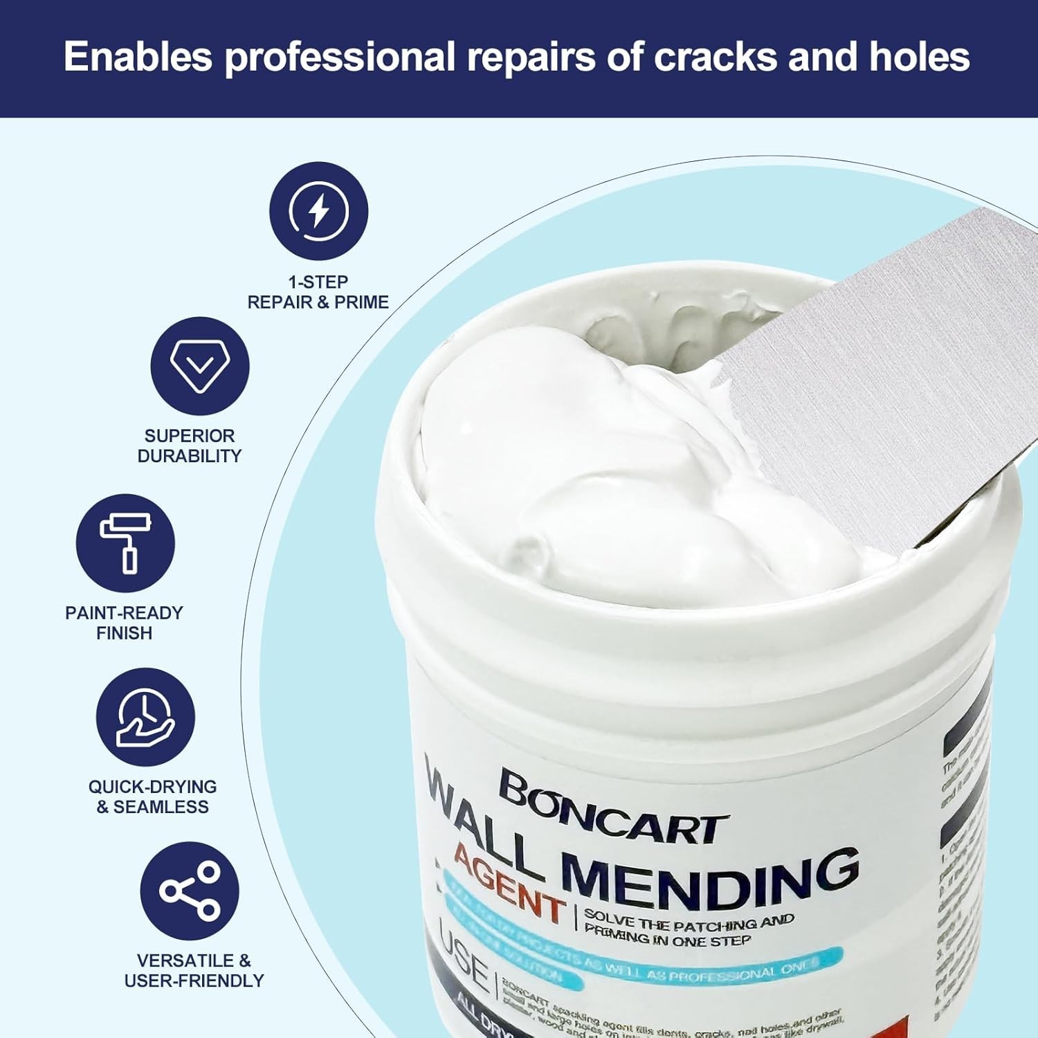 8.6oz Drywall Patch Repair Kit – Professional All-in-1 Tool Set Scrapers/Sand…