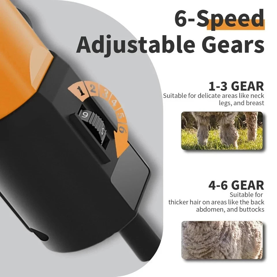 1200W Sheep Shears Clippers, 3200RPM 6-Speed Adjustable Heavy Duty Electric Shee