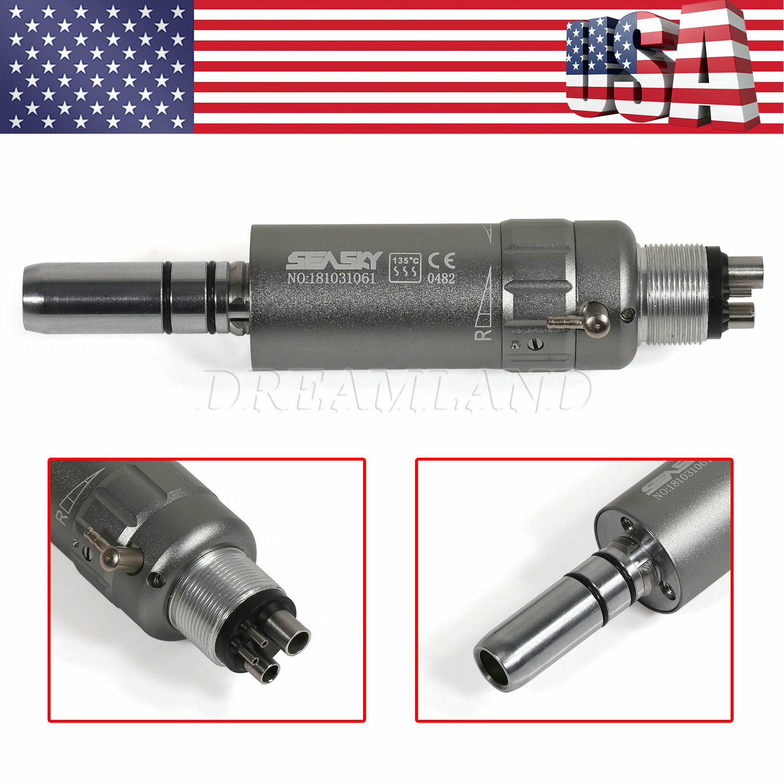 NSK Style Dental Straight Nose /Air Motor Low Slow Speed Handpiece 4Hole Attach