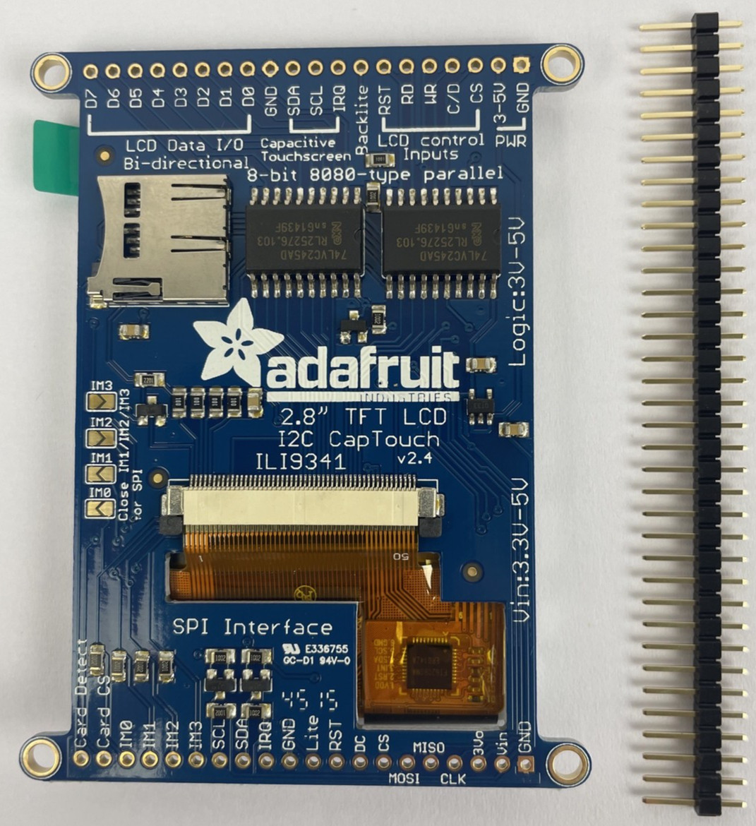 OEM Adafruit 2.8″ TFT LCD Breakout Board+ 4-Wire Resistive Touchscreen