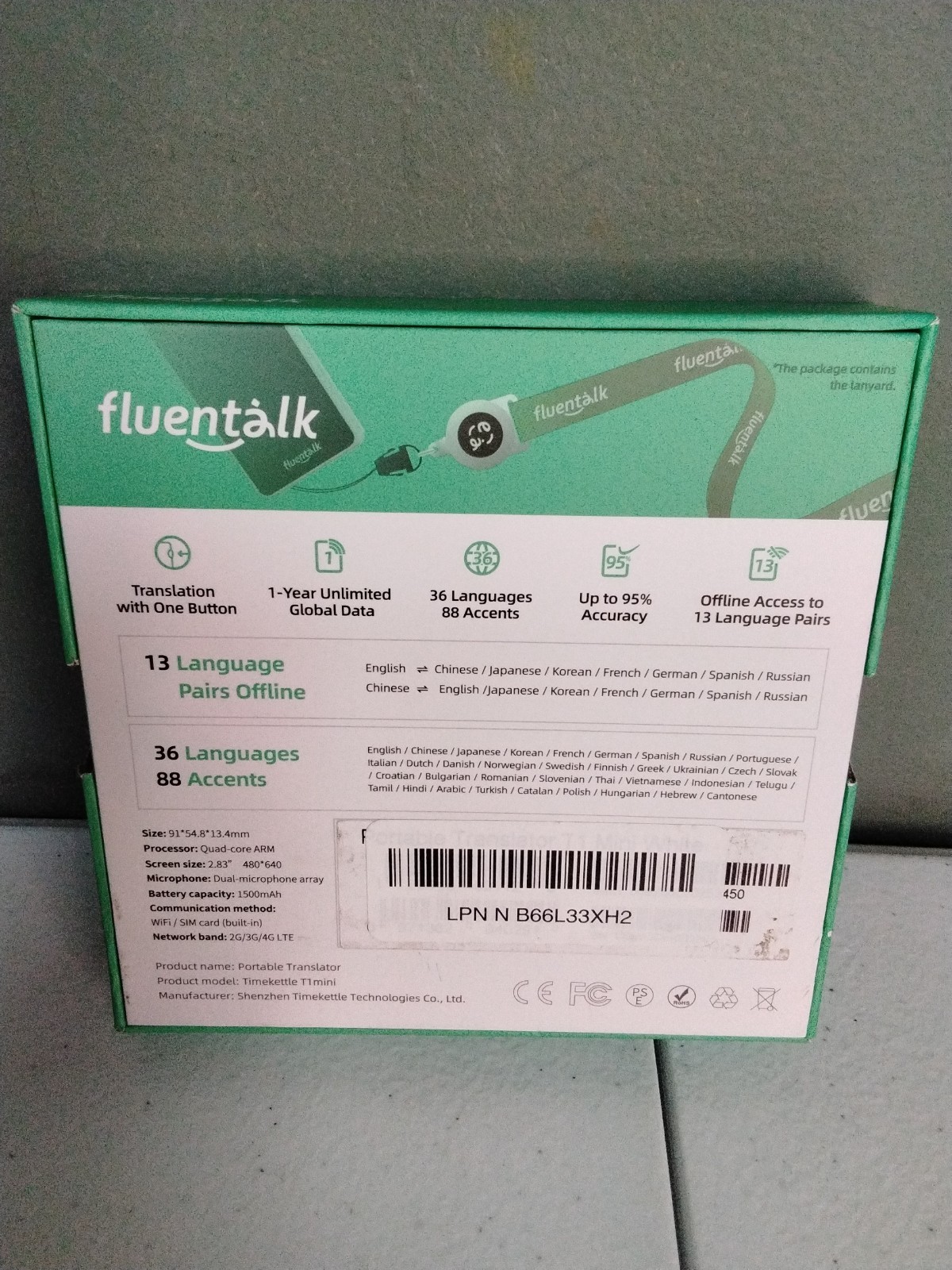 New! Fluentalk T1 Mini Translator Device 36 Languages