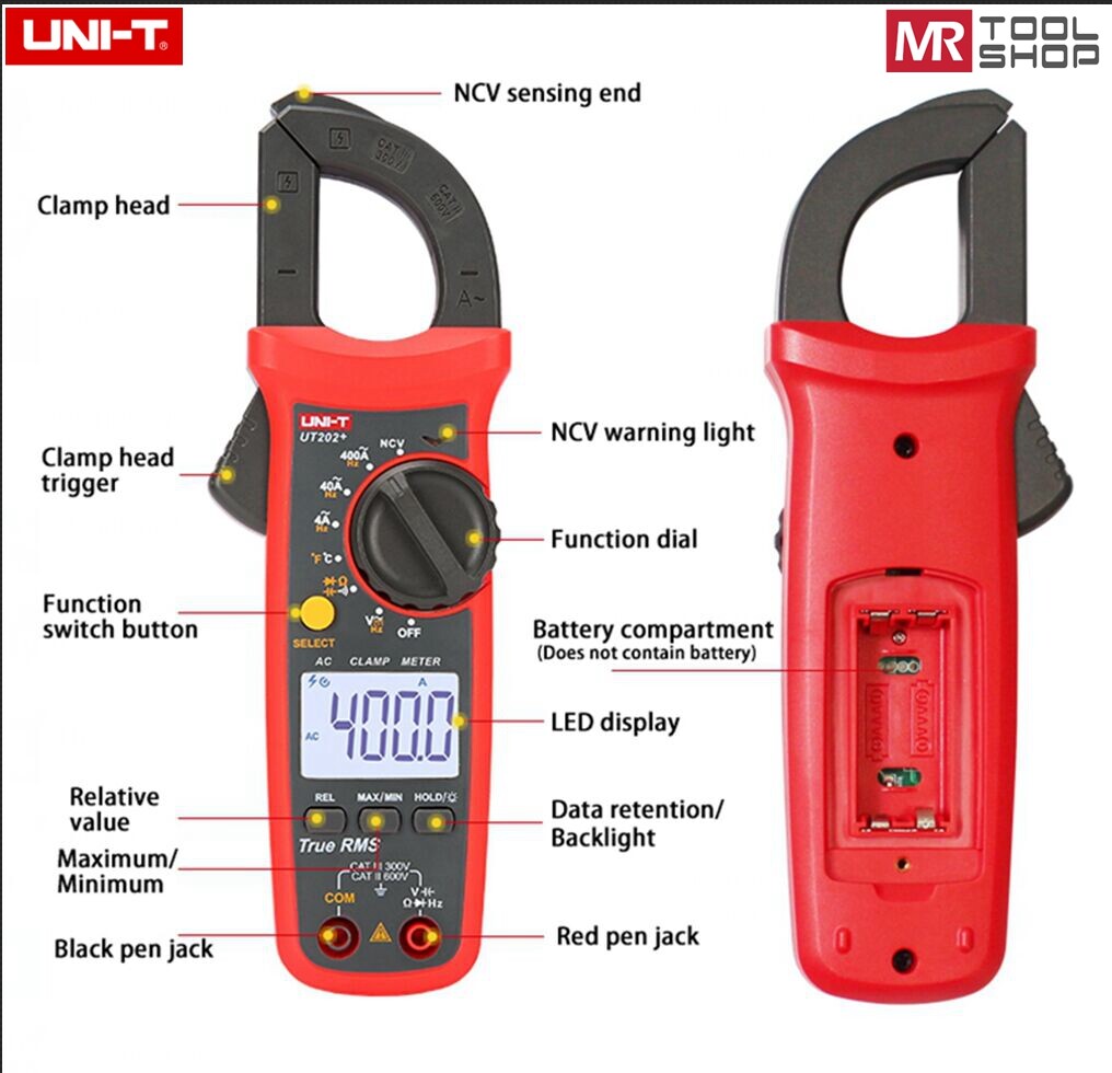 UNI-T True RMS Digital Clamp Meter Auto Range Multimeter AC DC Volt Amp NCV Test