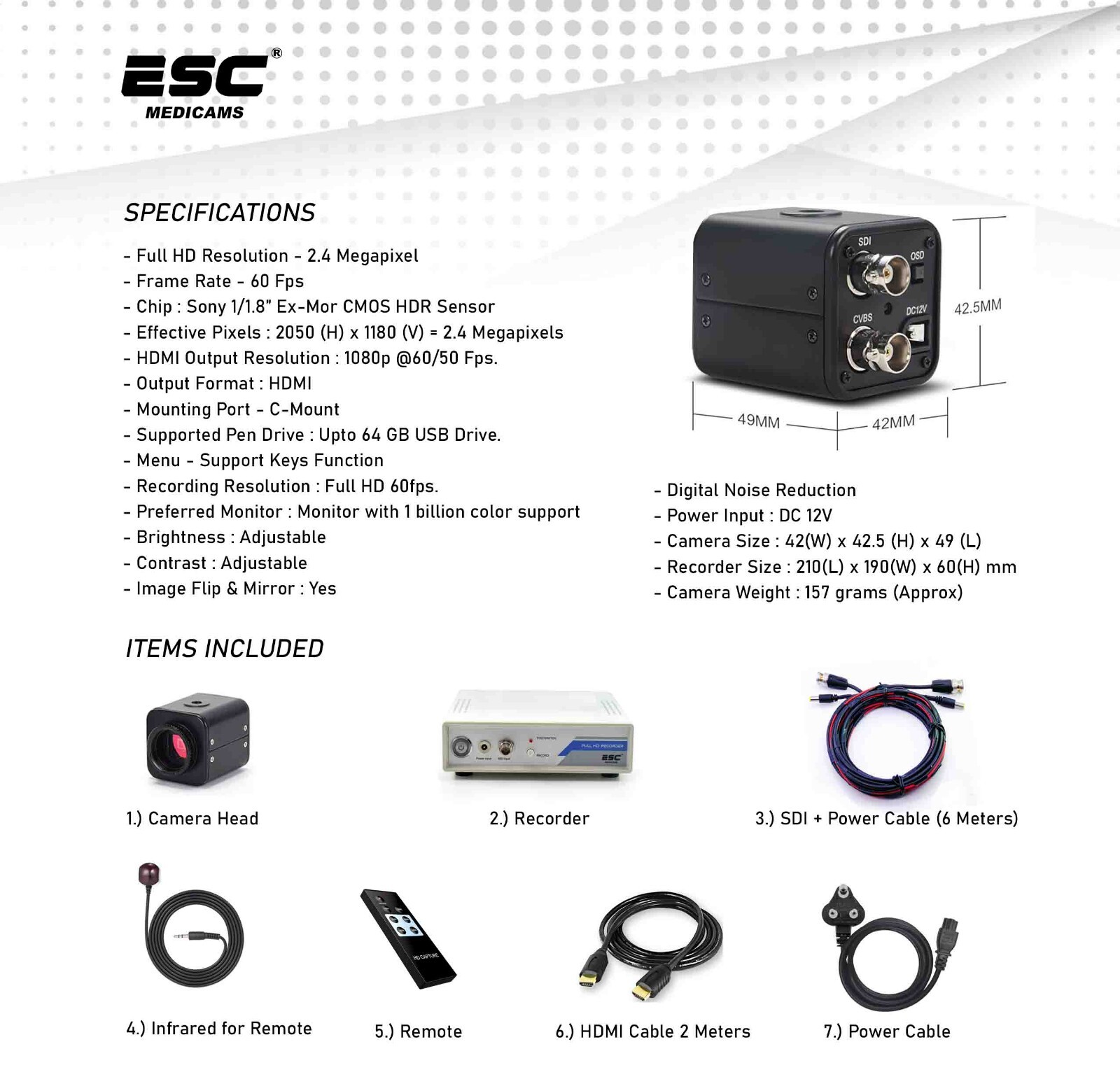 Surgical Microscope camera with Recorder for Zeiss, Leica, Takagi Beam Splitter