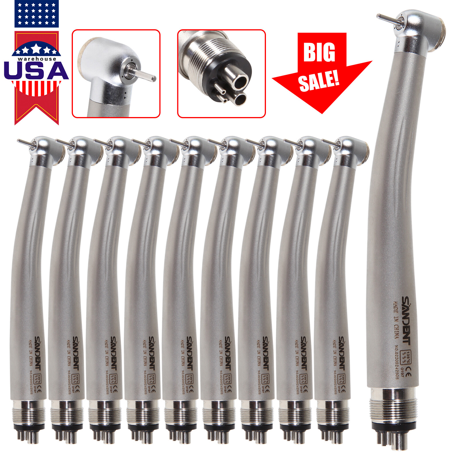 10* SANDENT NSK PANA MAX Style Dental High Speed Handpiece 4 Hole Midwest NJ