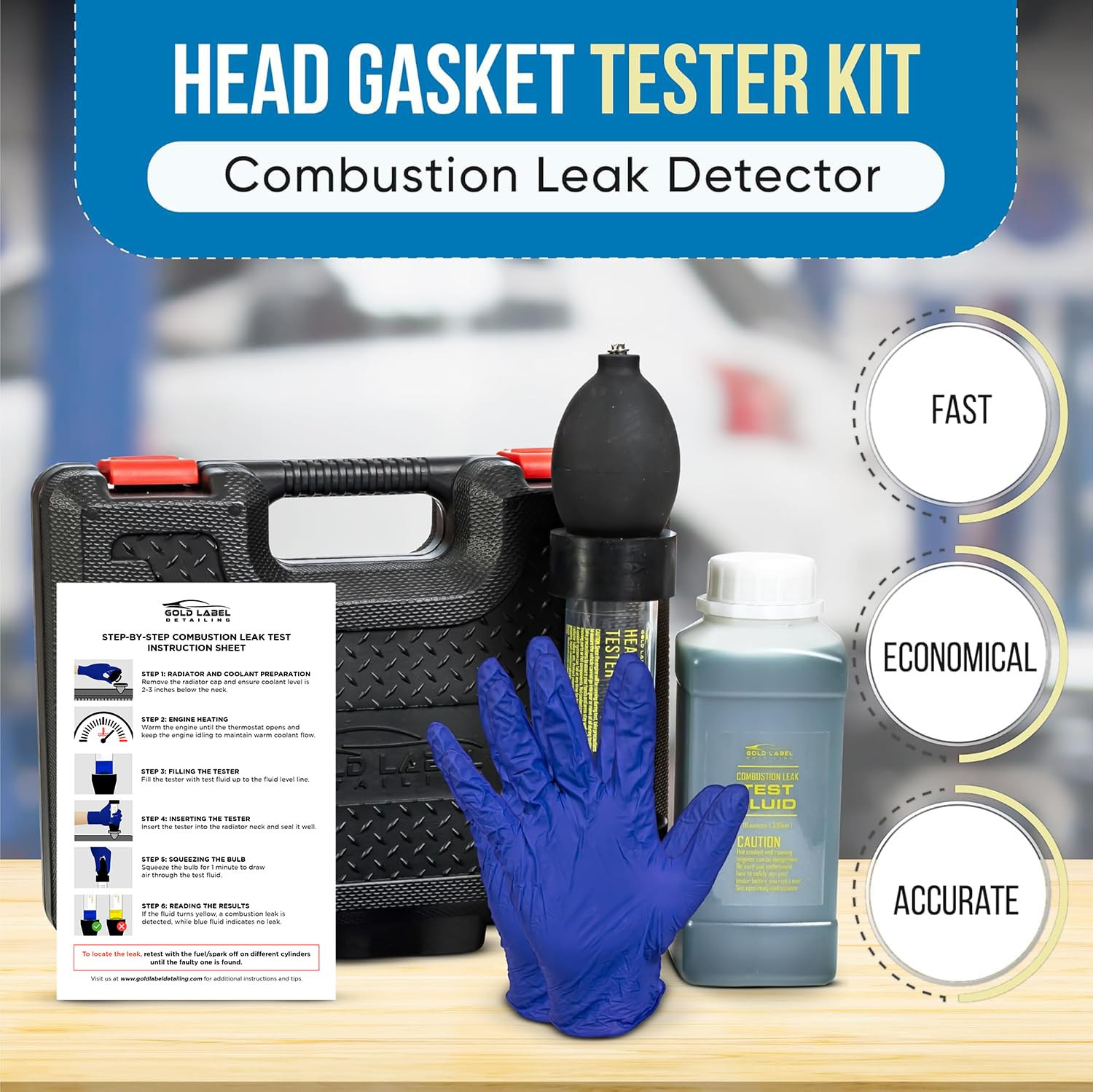 Combustion Leak Detector Kit – 100+ Tests Automotive Engine Block and Head Gaske