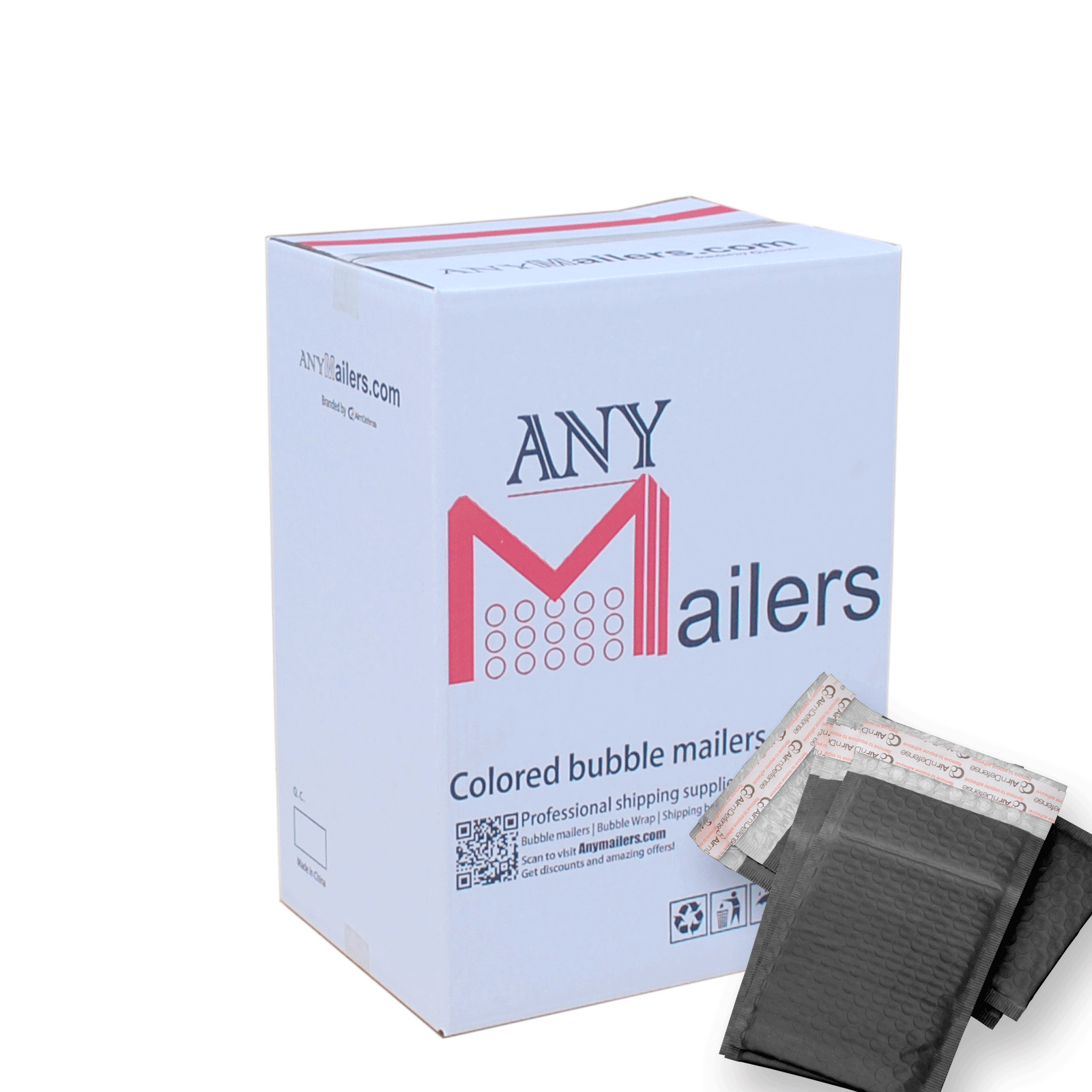 AirnDefense 200 #5 10.5X16″ Black Poly Bubble Mailers Shipping Padded Envelope
