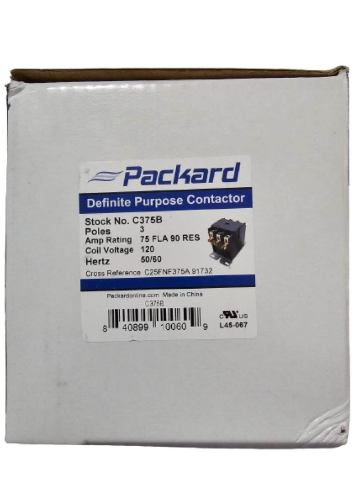 PACKARD CONTACTOR C375B COIL 120 VCA