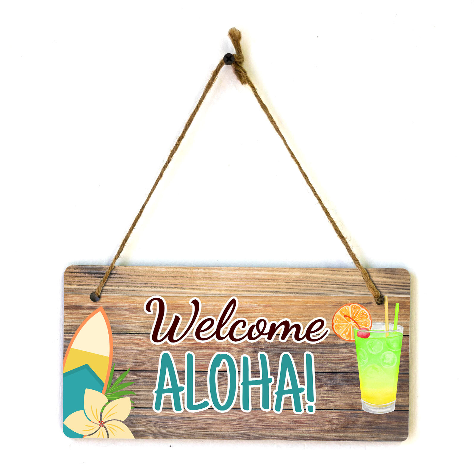 Welcome Aloha! 5×10 Hanging Plus Wall or Door Sign | Home Decor