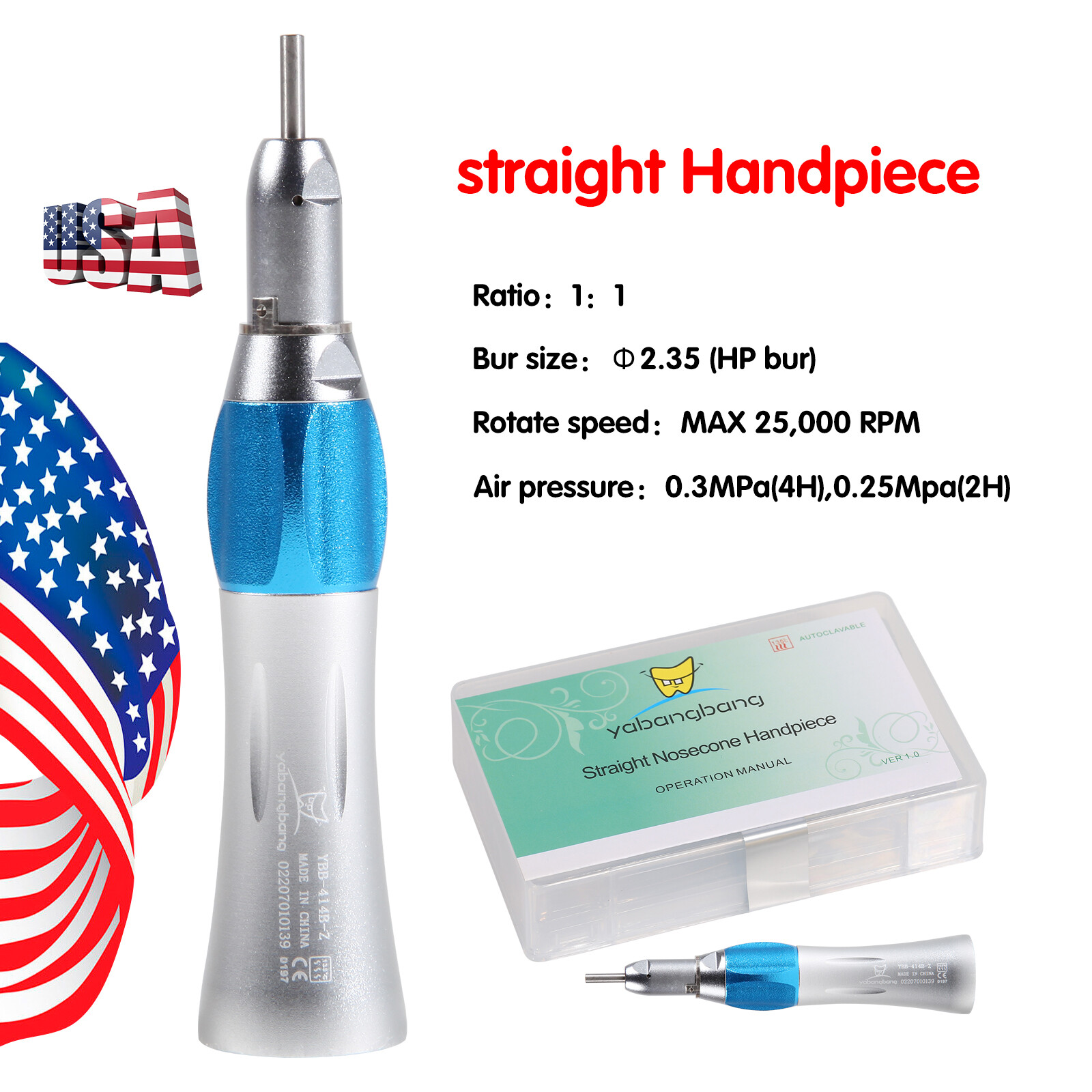 NSK Style Dental Straight Handpiece Nose Cone Slow Low Speed Fit Prophy Angle