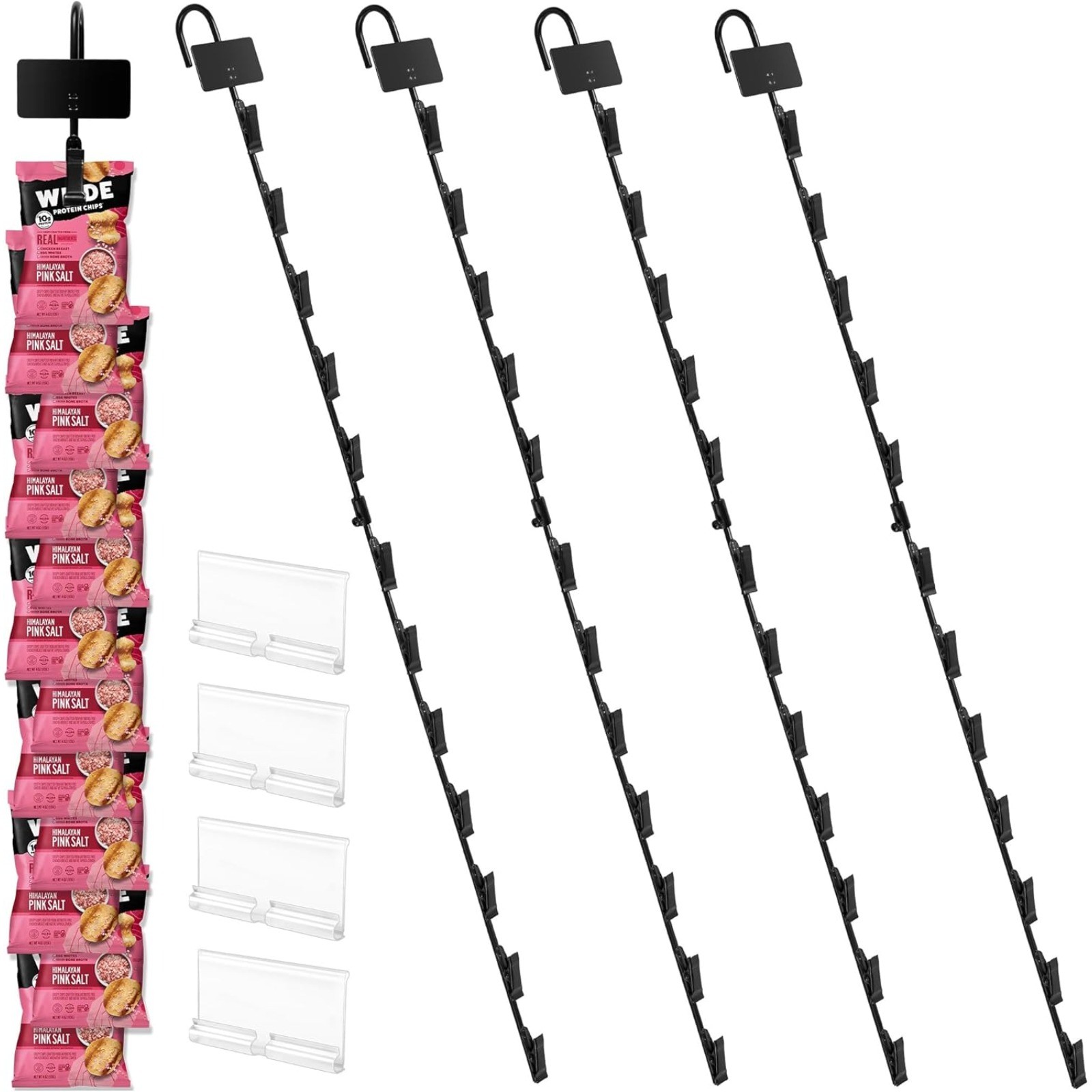 Hanging Merchandise Strips With Hooks Display Rack Snack Stand Potato Bag Holder