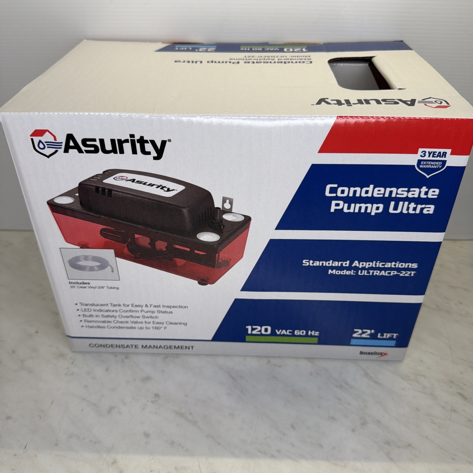 DIVERSITECH / ASURITY Condensate Pump Ultra ULTRACP-22T-120 VAC Free Shipping