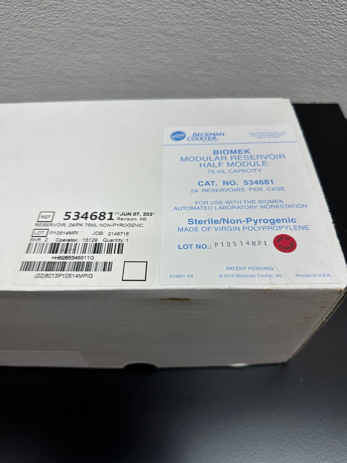 Beckman Coulter Biomak REF 534681 Modular Reservoir 75 mL Half Module