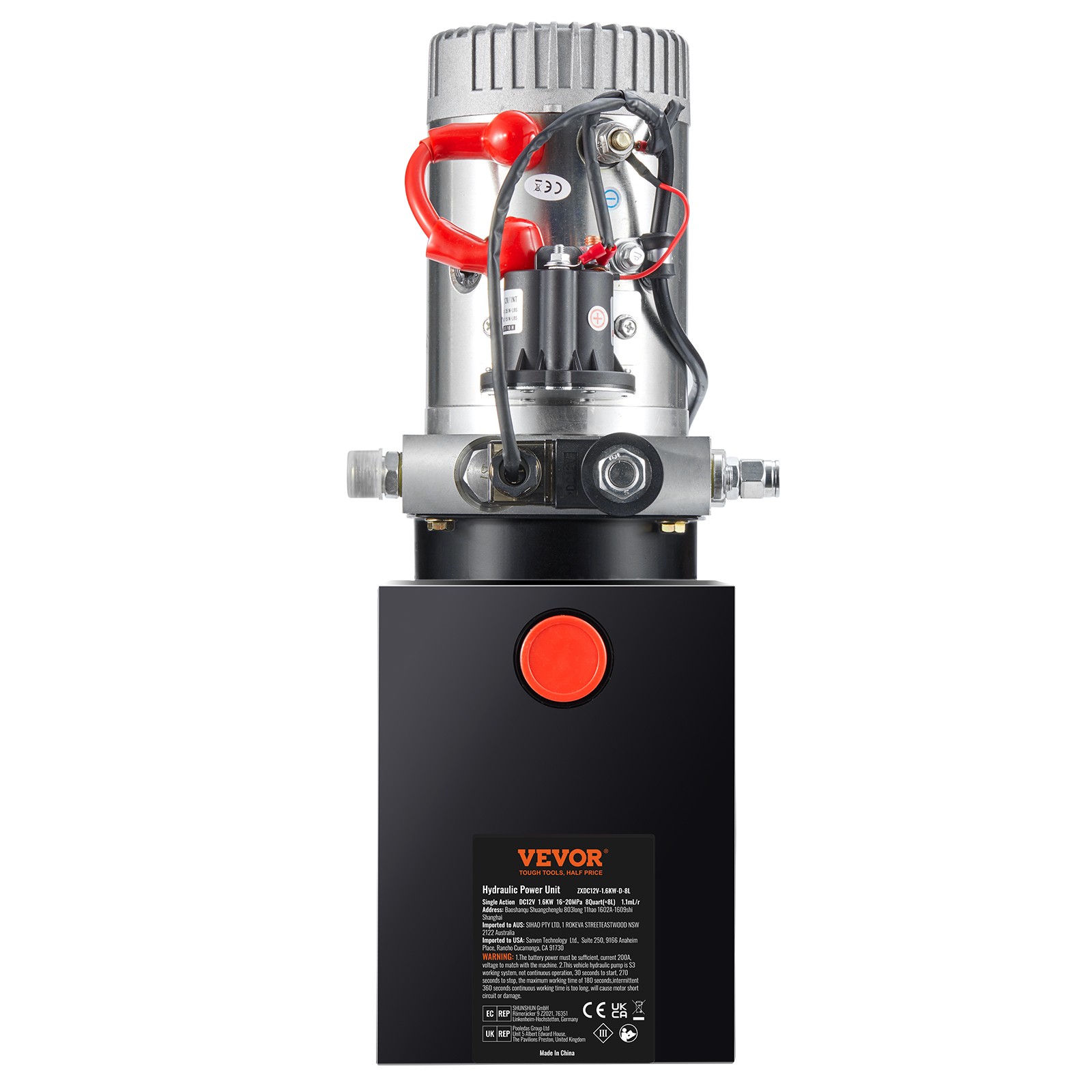 VEVOR Hydraulic Pump8 Quart Single Acting DC12V for Car Lifting Platforms 2.1HP