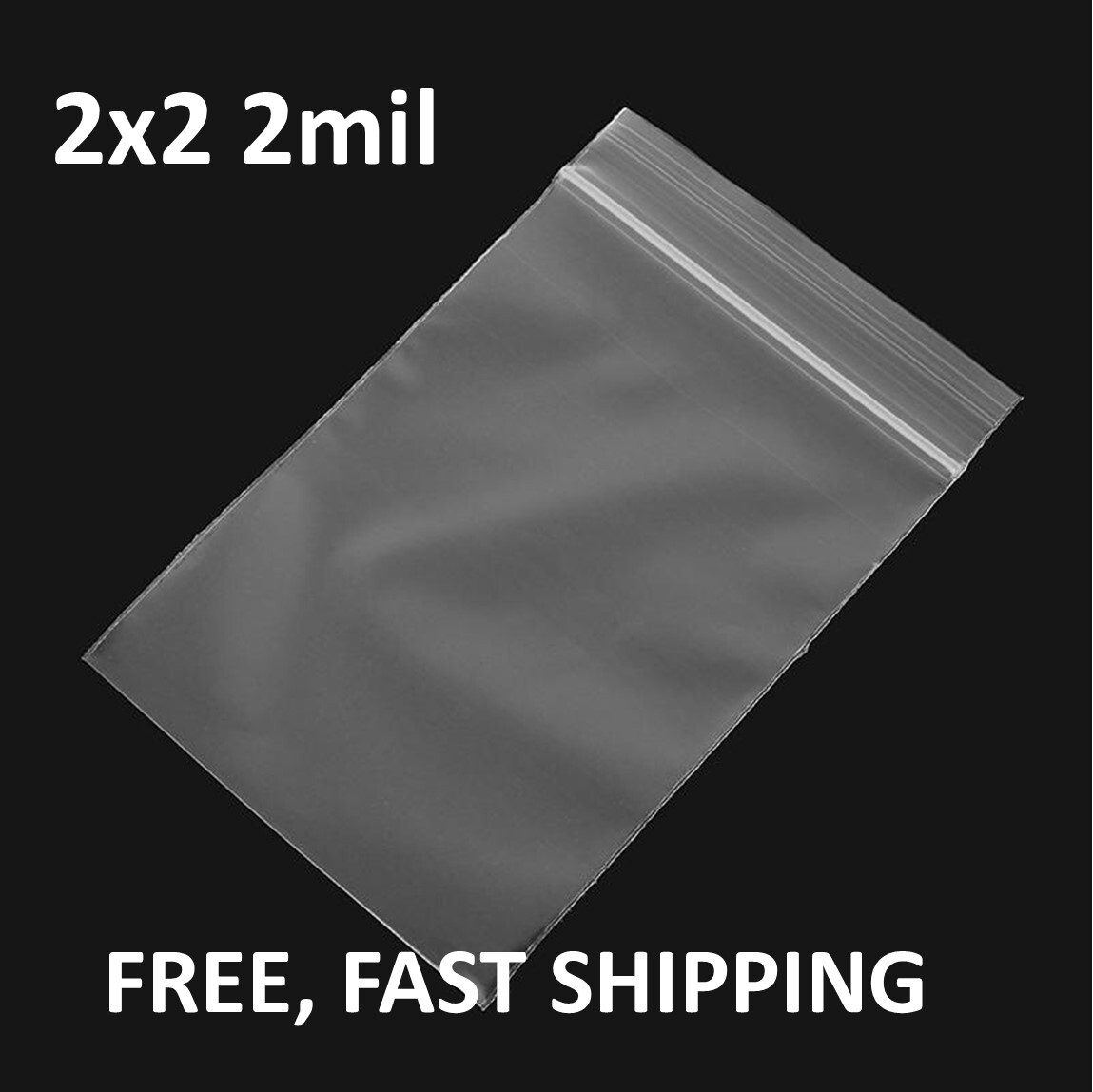 2″x 2″ CLEAR 2 MIL ZIP SEAL BAGS POLY PLASTIC RECLOSABLE LOCK MINI SMALL BAGGIES