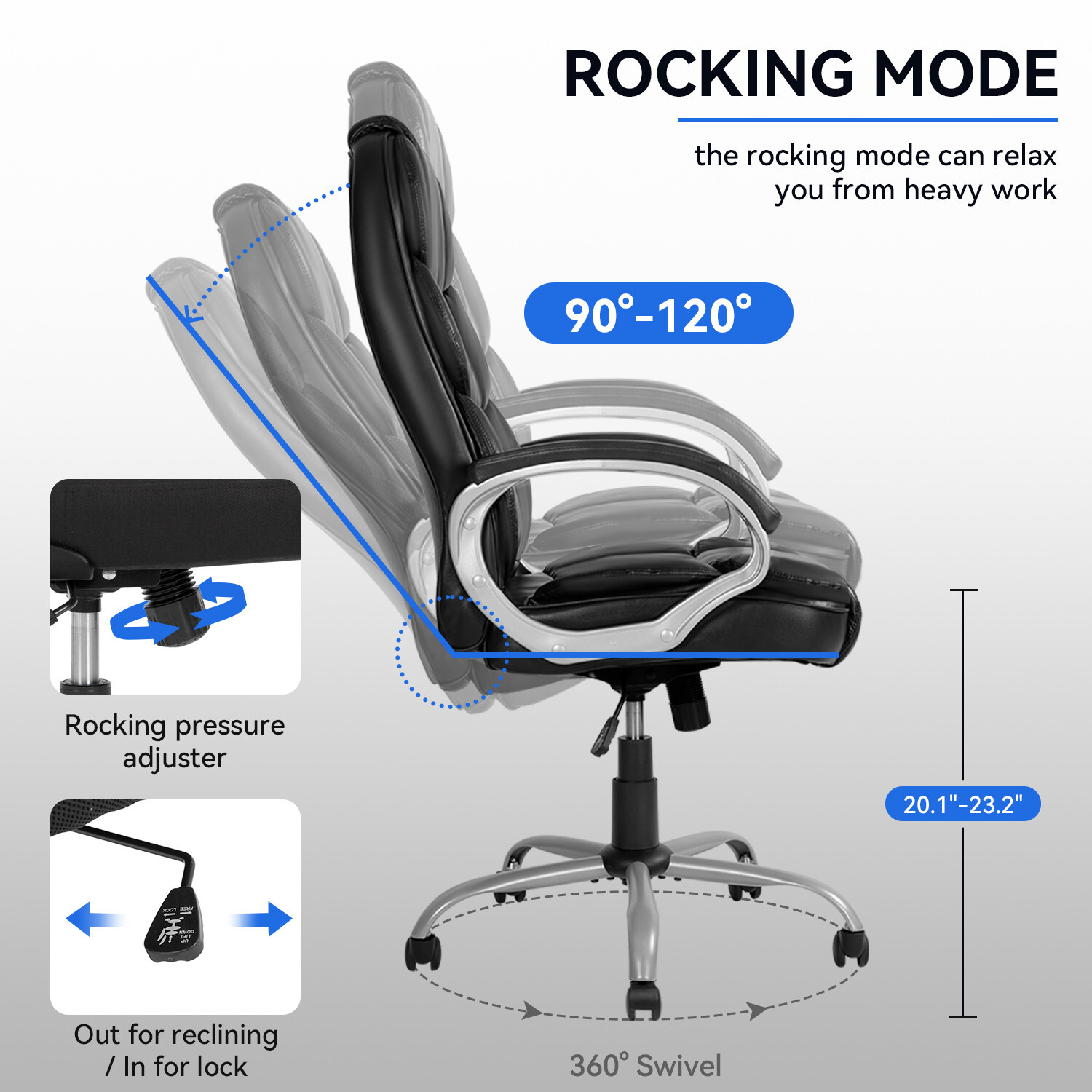 Office Chair Ergonomic High-Back Executive Desk Chair with Adjustable Swivel
