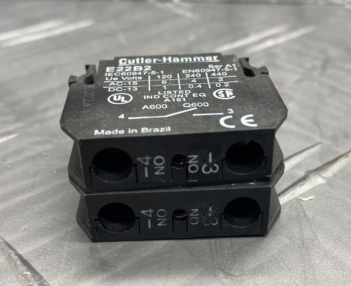 Cutler Hammer E22B2 Eaton Contact Block Ser. A1 600VAC E22 Series (Lot of 2)