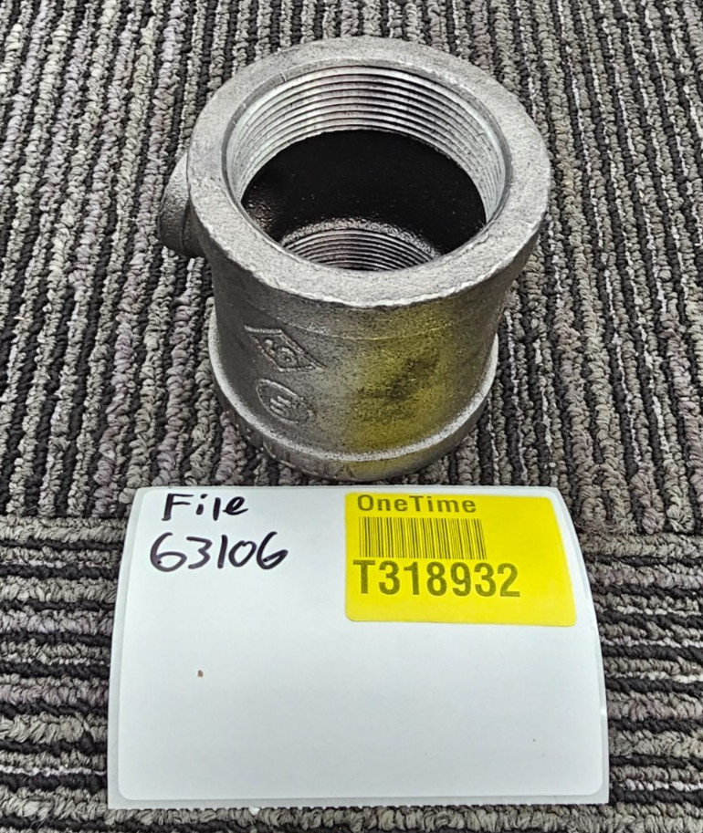 (QTY 2) Reducing Tee, 2″ X 2″ Malleable Iron Made in Vietnam