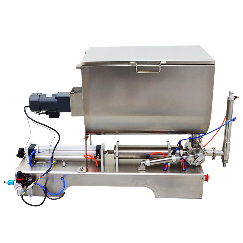 100-1000ml, Paste Filling Mixing Machine, Piston Filler Machine with Big Hopper