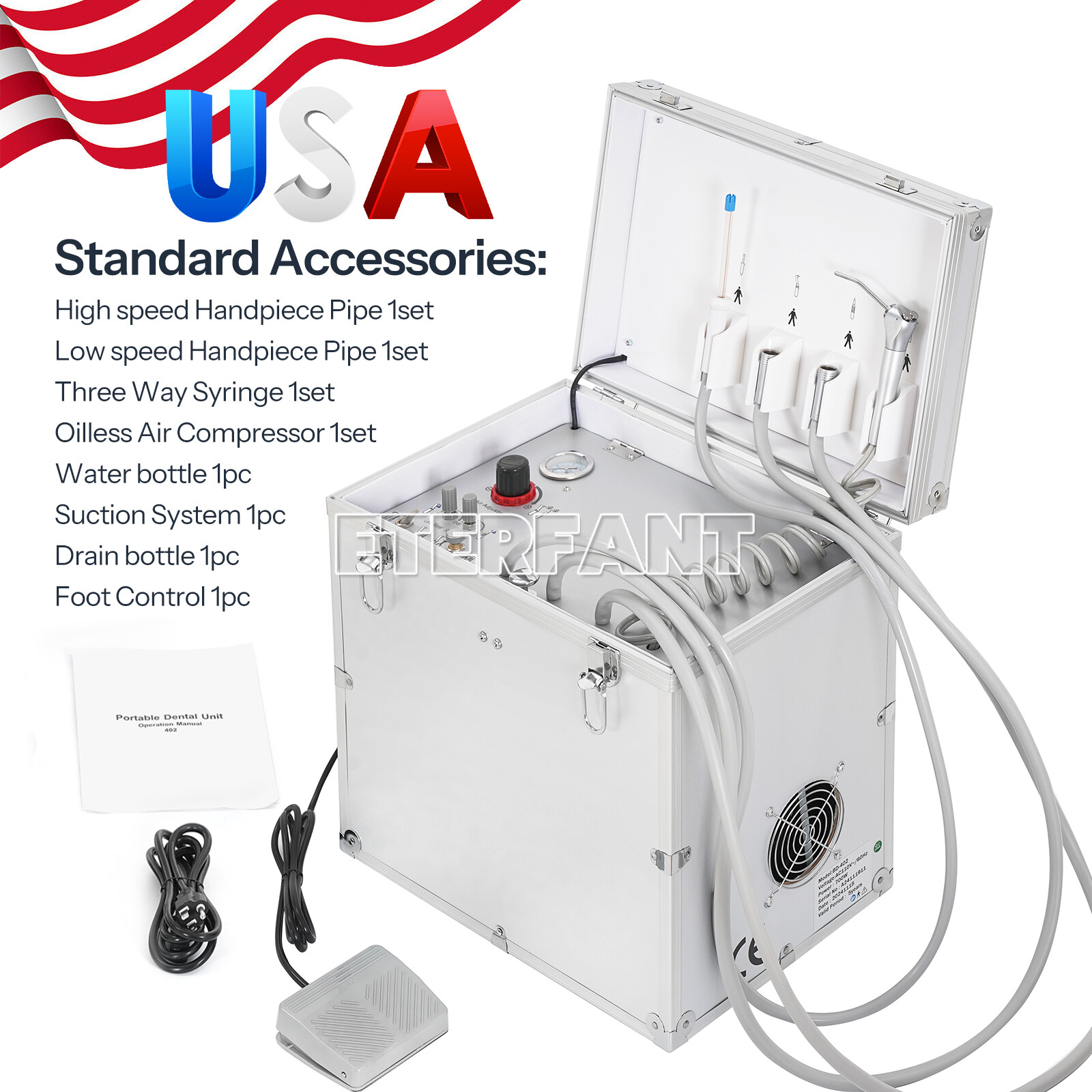 Dental Portable Suction System Delivery Unit with Air Compressor 4 Holes BD-402