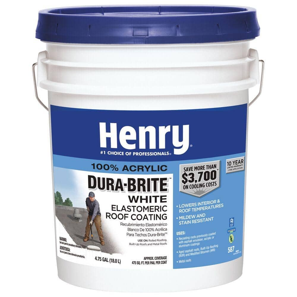 Elastomeric Reflective Roof Coating Dura Brite White 100% Acrylic 4.75 Gallons