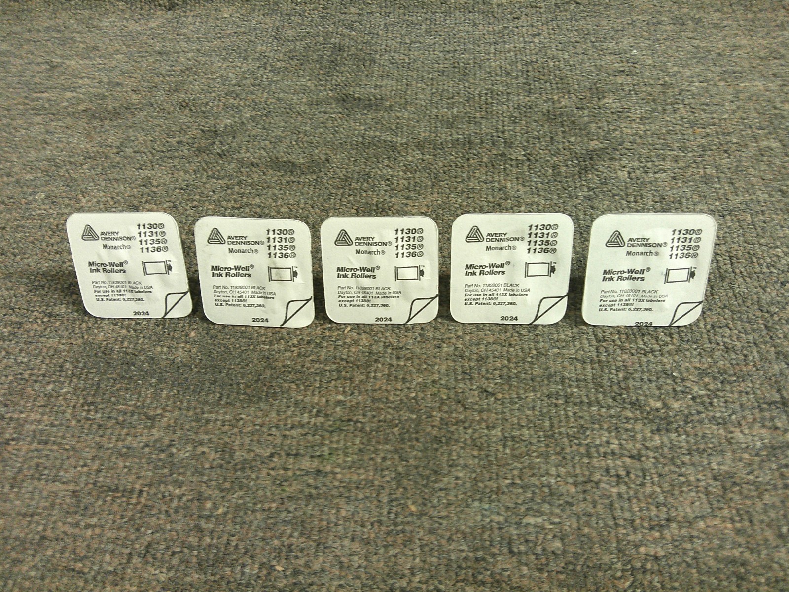 11828001 5pk Avery Monarch Black Ink Rollers 1130, 1131, 1135 & 1136 Label Guns