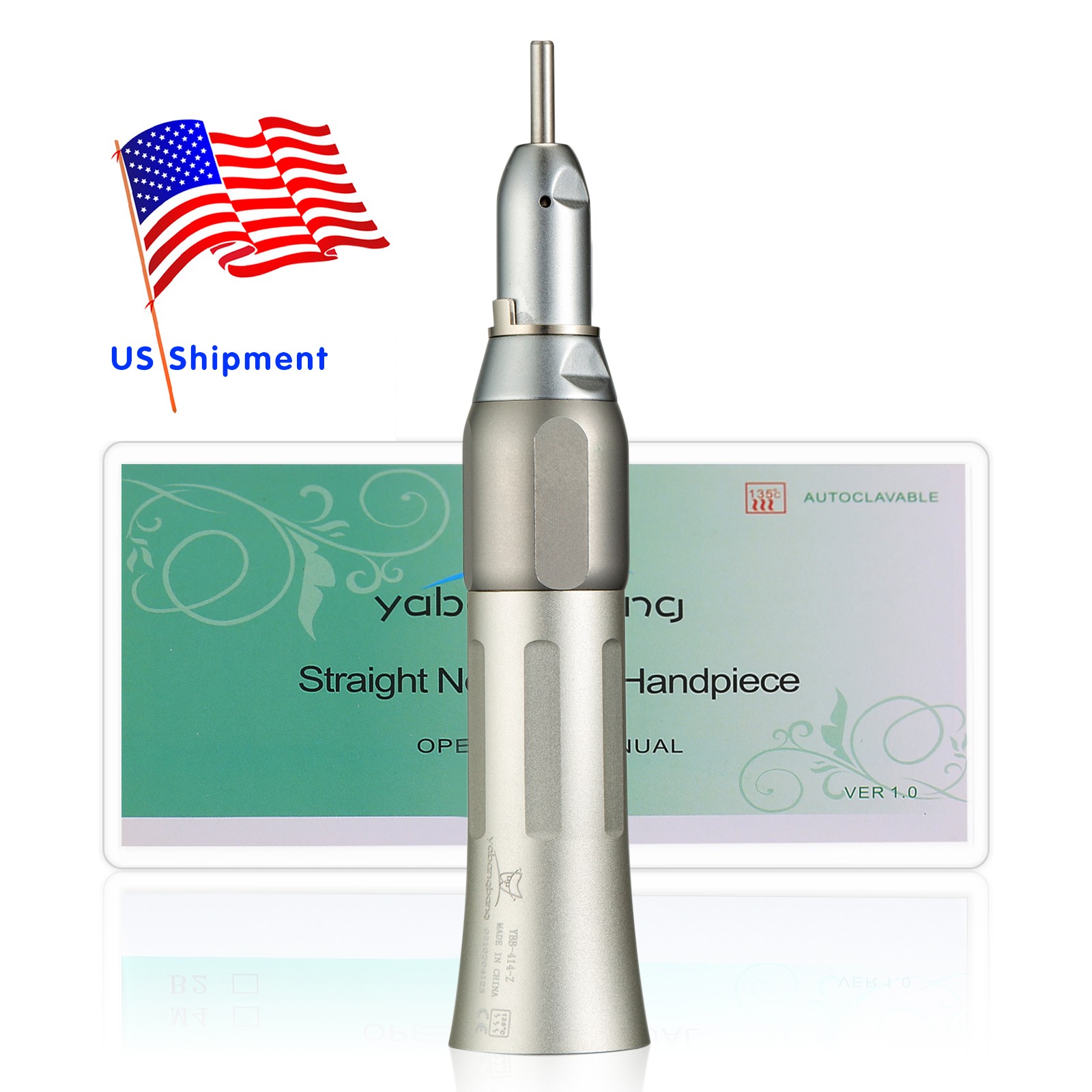 1-10* NSK Style Dental Straight Nosecone Handpiece Low Speed Fit HP2.35mm Bur YX