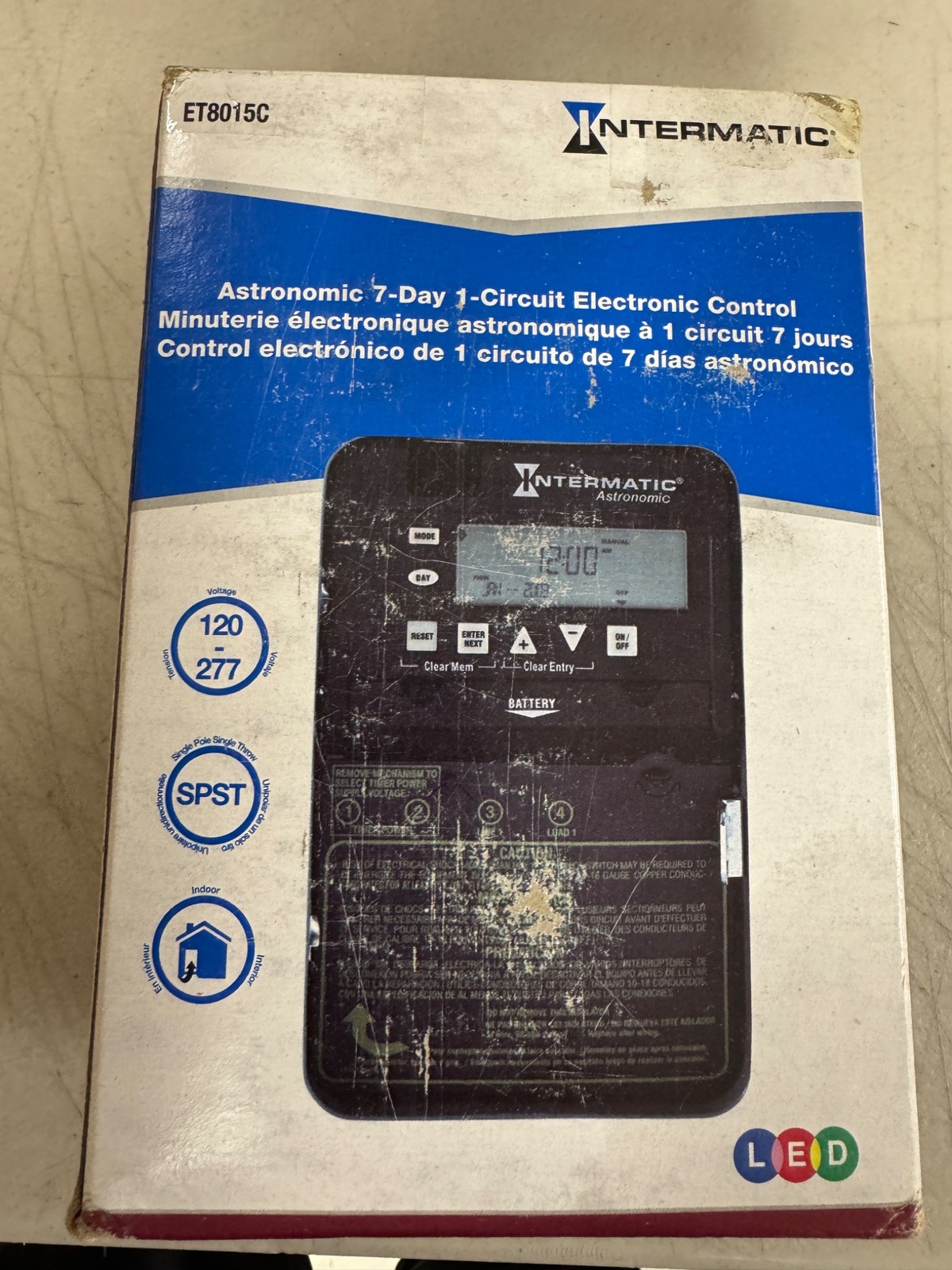Intermatic ET8015C Electronic Astronomical 7-Day Timer Control Gray Used