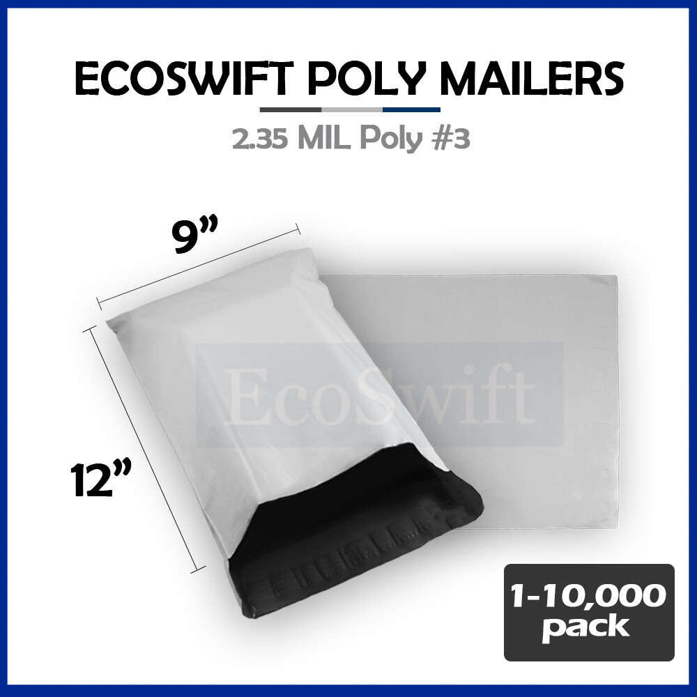 1-10000 9 x 11 «EcoSwift» Poly Mailers Envelopes Plastic Shipping Bags 2.35 MIL
