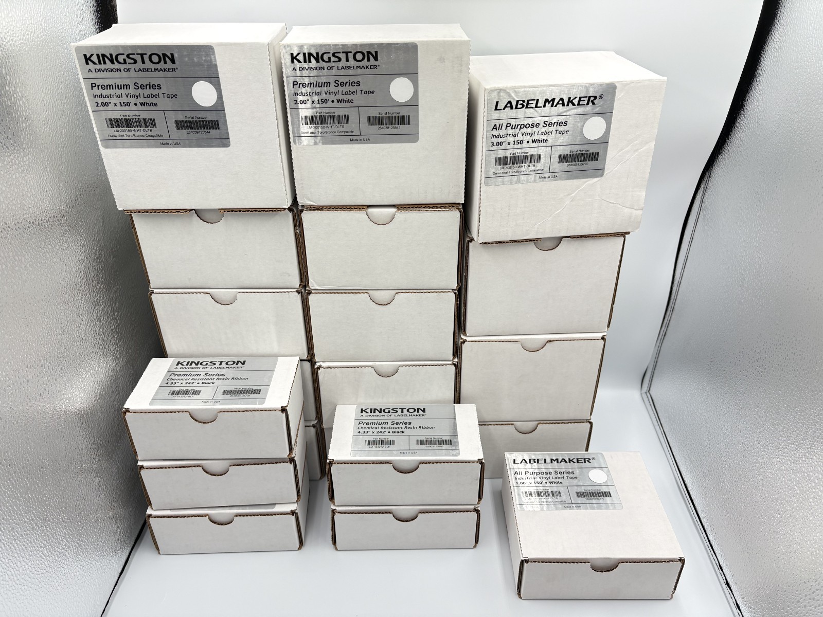 Lot of 15 Kingston Premium Vinyl Label Tape & Ribbon for Duralabel Various Style