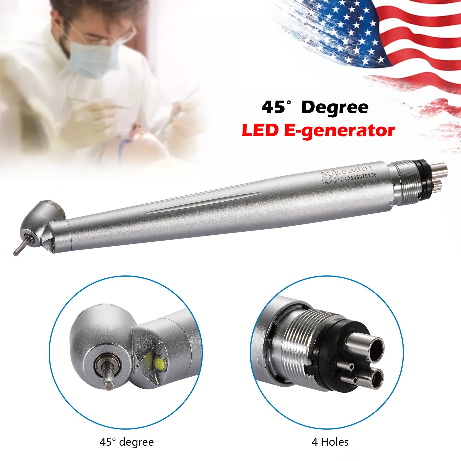 NSK Style SG20 Dental Implant 20:1 Reduction Contra Angle Handpiece Push Button