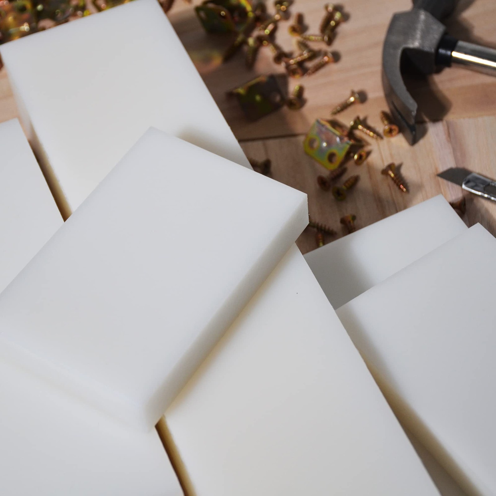 GYOFFULL HDPE Block White PE Polyethylene Rectangular Solid 2″x12″x3″,