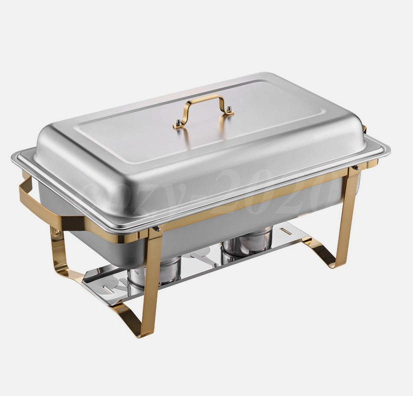 4 Pack Chafing Dish Buffet Set 9QT Stainless Steel Chafing Dishes Gold & Silver