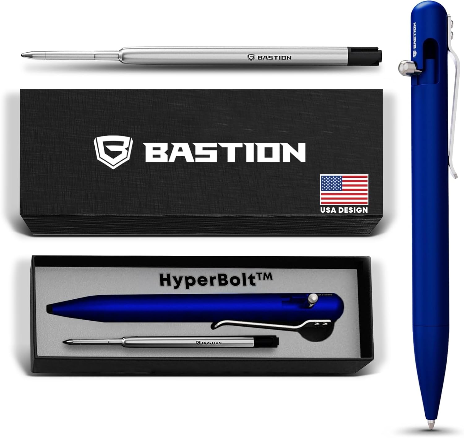BASTION Bolt Action Pen | Aluminum Blue | Durable Professional Ballpoint Pen