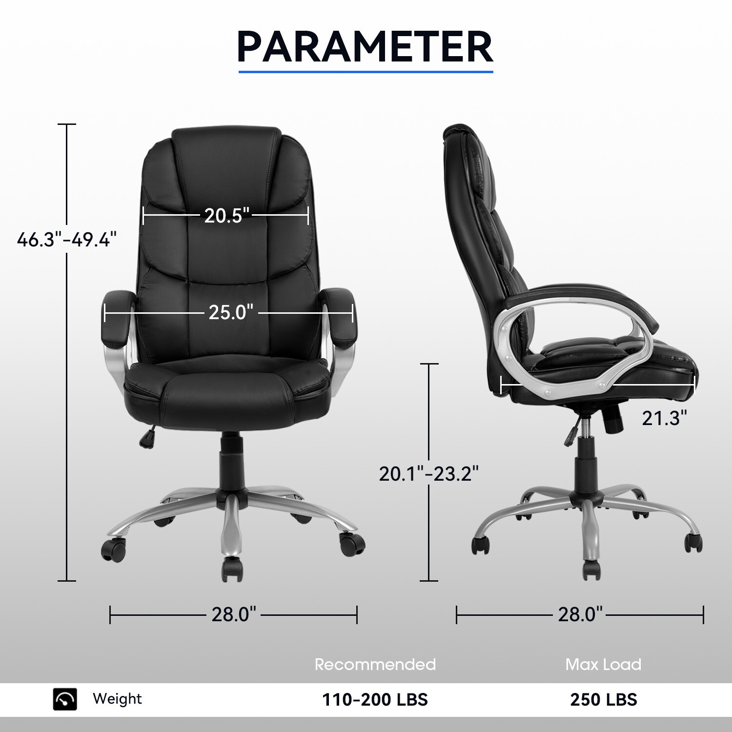 Office Chair Ergonomic High-Back Executive Desk Chair with Adjustable Swivel