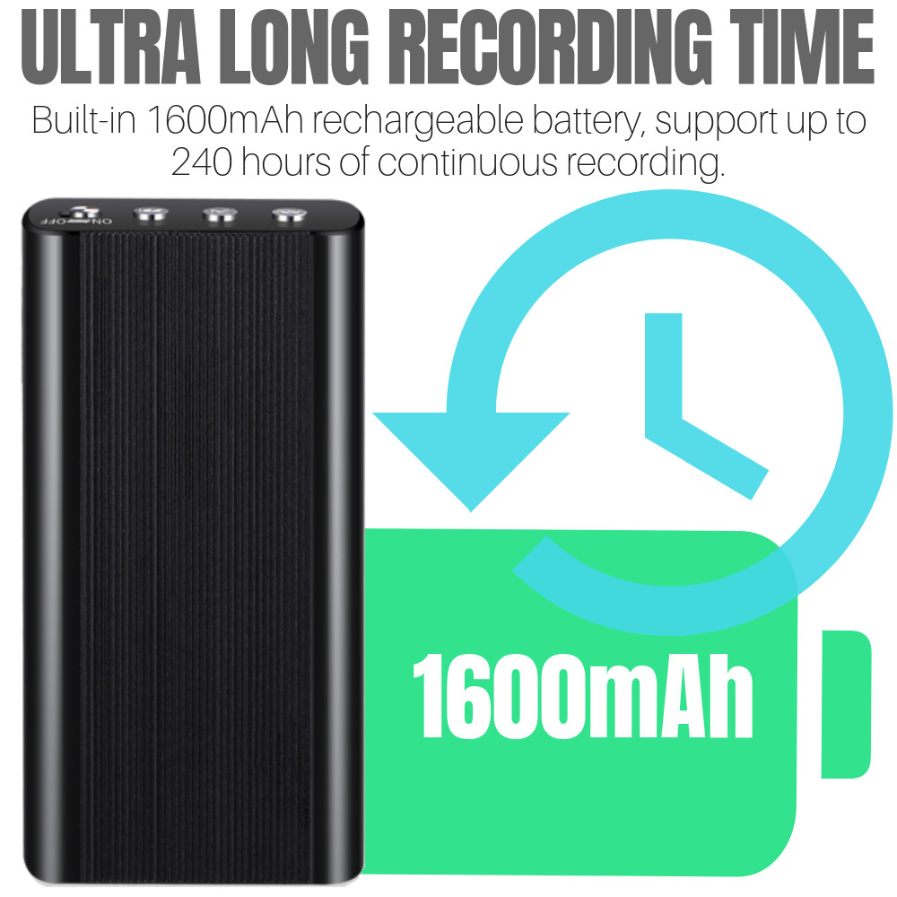 240 Hr Spy Mini MP3 Digital Voice Activated Recorder 16GB Audio Recording Device