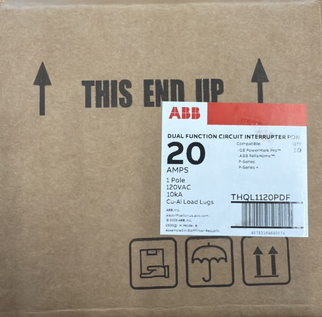 10 PCS ABB/GE THQL1120PDF – 20Amp – 1 Pole – Dual Function Circuit Breaker