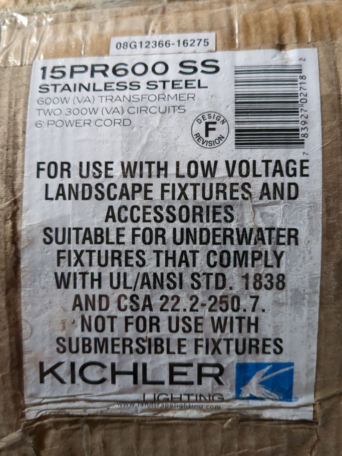 Kichler Pro Series Transformer 15PR600SS Stainless Steel 600W New Open Box