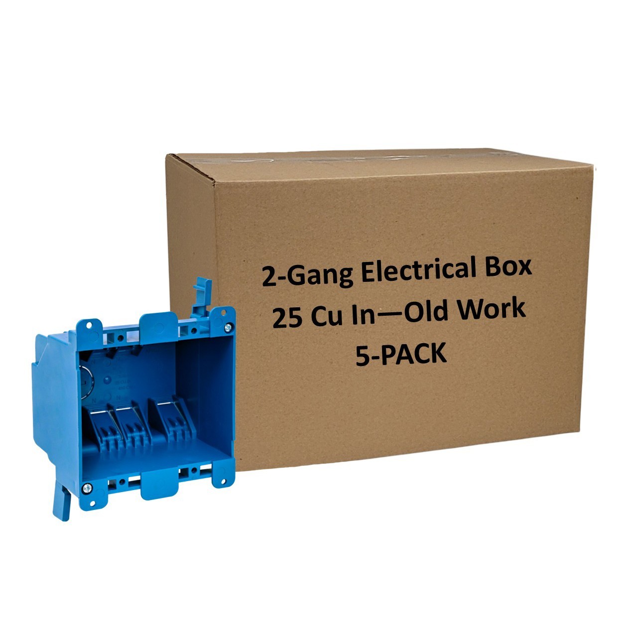 5-Pack 2-Gang Old Work Electrical Box 25 Cu In w/Swing Clamps & Ears Plastic